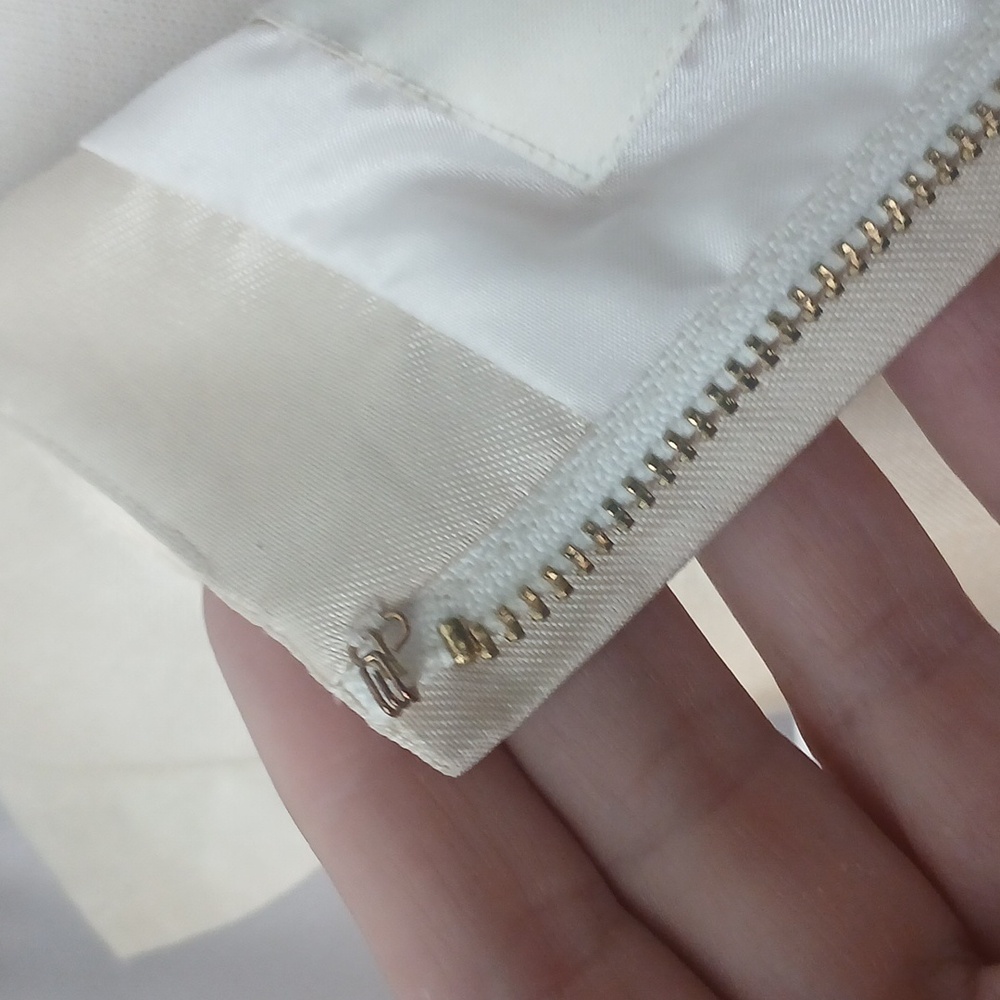 FIRM $$$ Nwt SILK/ COTTON Kate Spade Cream Dress Gold Accents HIDDEN POCKETS - Picture 11 of 13